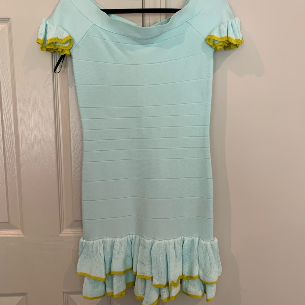 Bebe Mary Lou Bandage Ruffle Dress